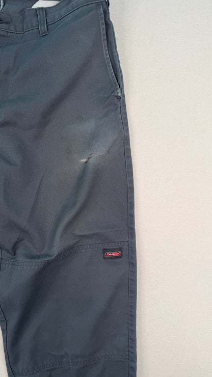 Dickies Charcoal Double Knee Work Pants – Cropped Raw Hem Vintage Utility Trousers