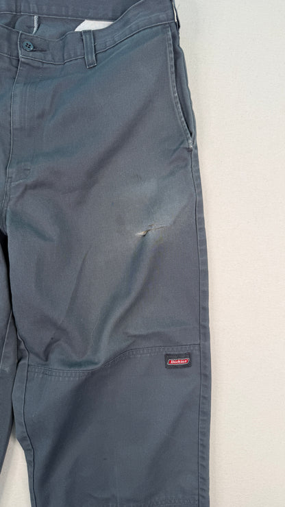 Dickies Charcoal Double Knee Work Pants – Cropped Raw Hem Vintage Utility Trousers