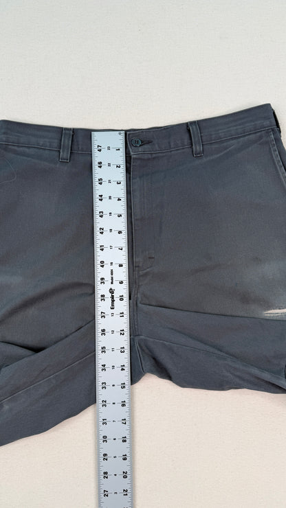 Dickies Charcoal Double Knee Work Pants – Cropped Raw Hem Vintage Utility Trousers