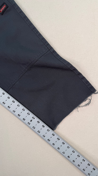Dickies Charcoal Double Knee Work Pants – Cropped Raw Hem Vintage Utility Trousers
