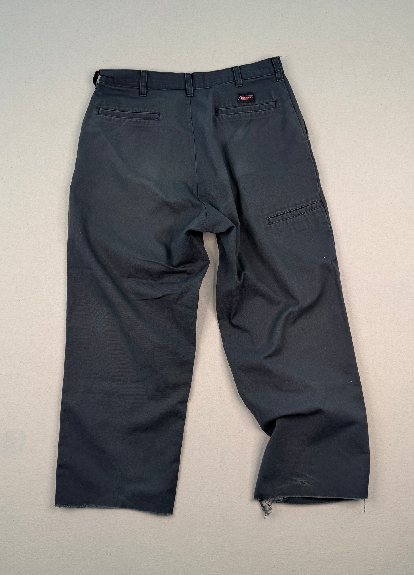 Dickies Charcoal Double Knee Work Pants – Cropped Raw Hem Vintage Utility Trousers