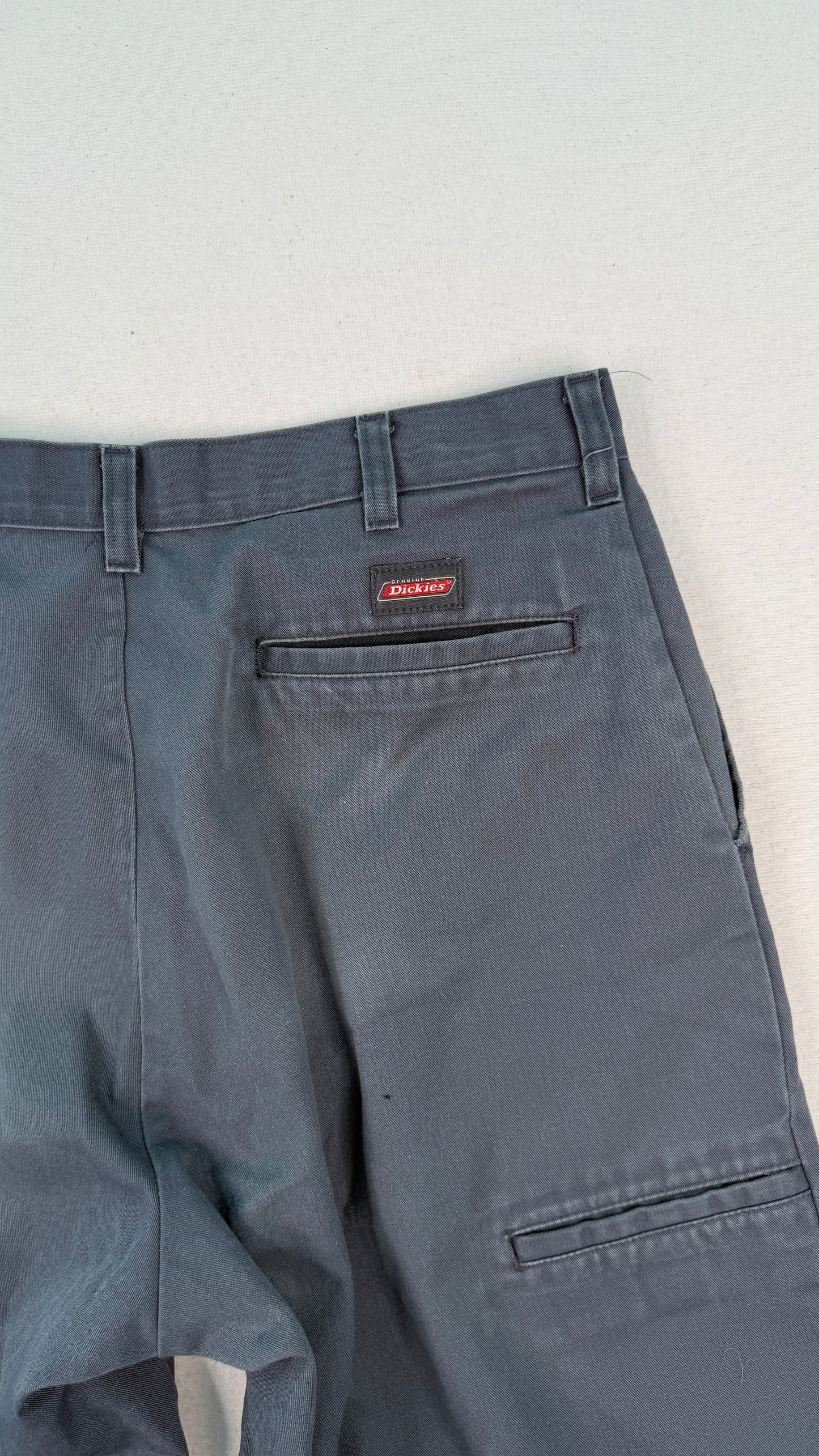 Dickies Charcoal Double Knee Work Pants – Cropped Raw Hem Vintage Utility Trousers