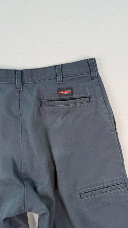 Dickies Charcoal Double Knee Work Pants – Cropped Raw Hem Vintage Utility Trousers