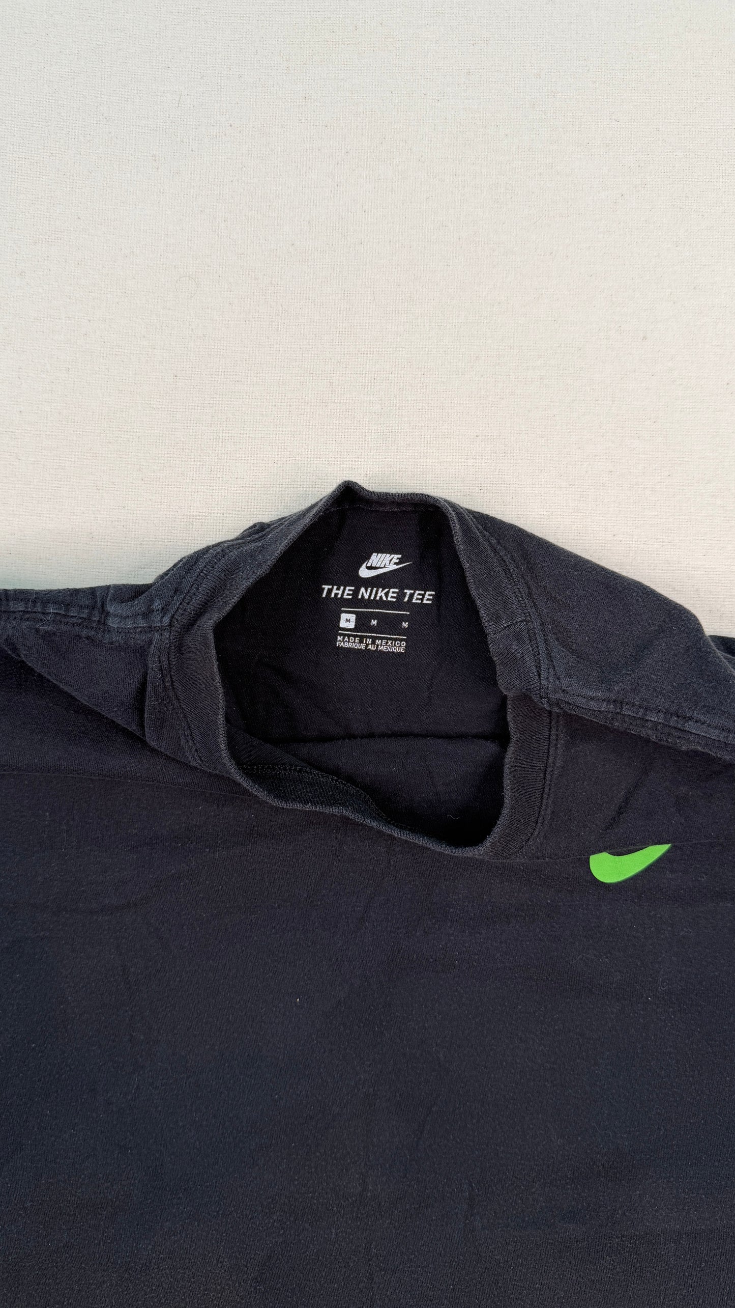 Nike Optimist Graphic Black T-Shirt | Neon Green Logo | Y2K Streetwear Cotton Tee