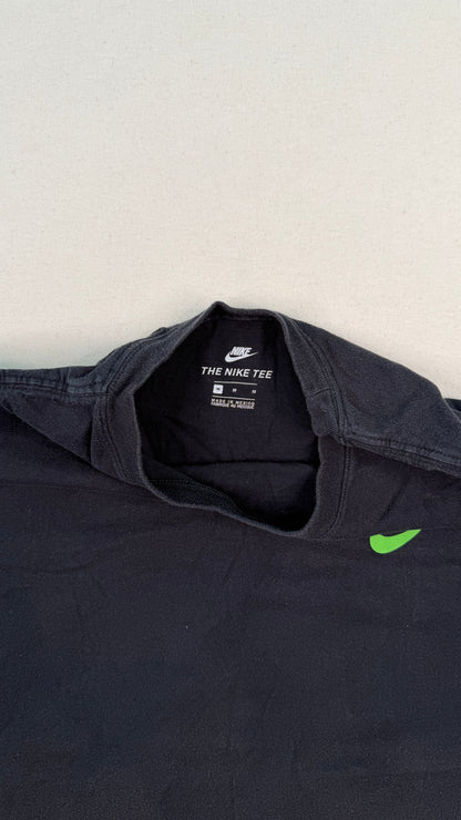 Nike Optimist Graphic Black T-Shirt | Neon Green Logo | Y2K Streetwear Cotton Tee