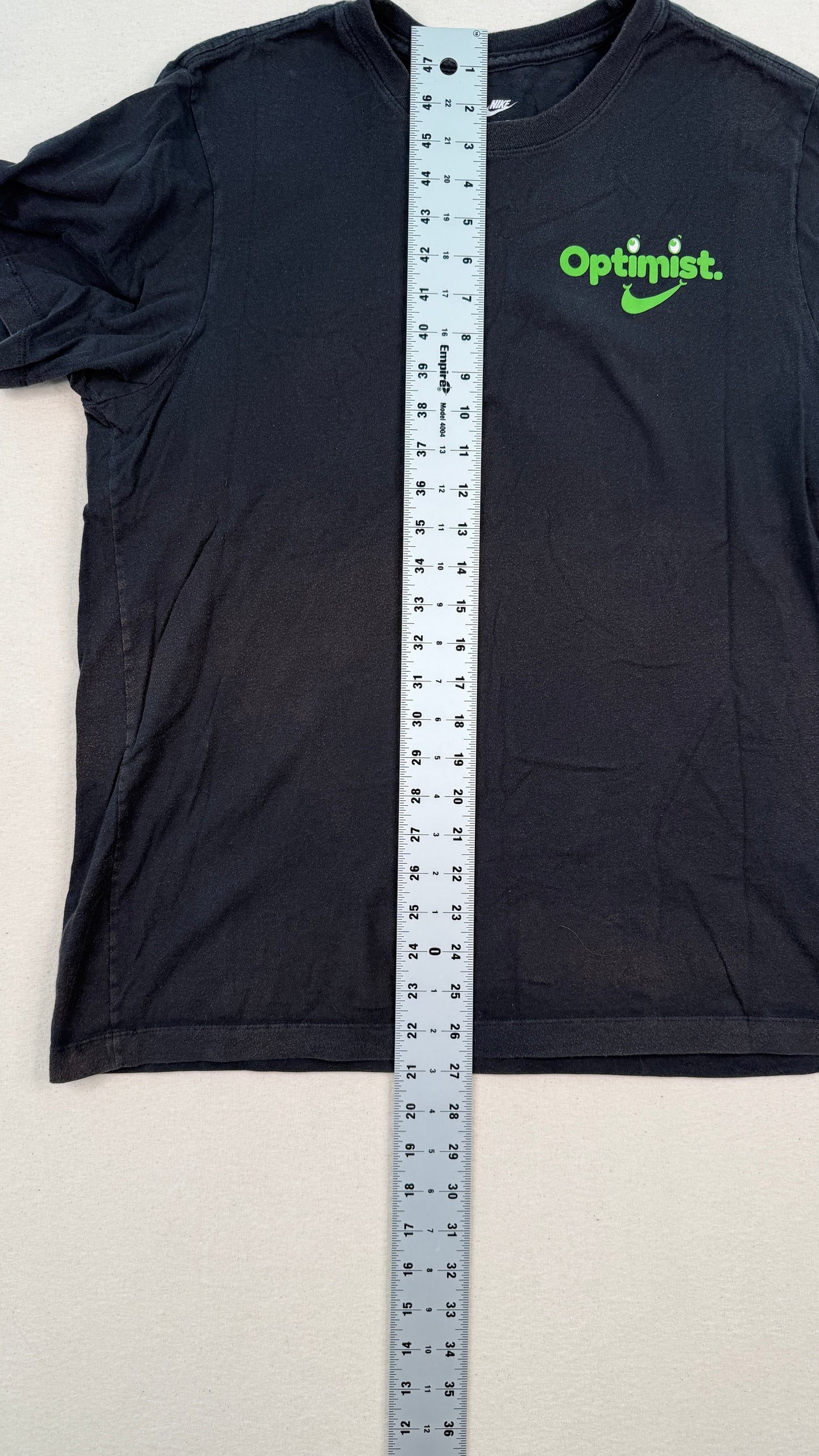 Nike Optimist Graphic Black T-Shirt | Neon Green Logo | Y2K Streetwear Cotton Tee