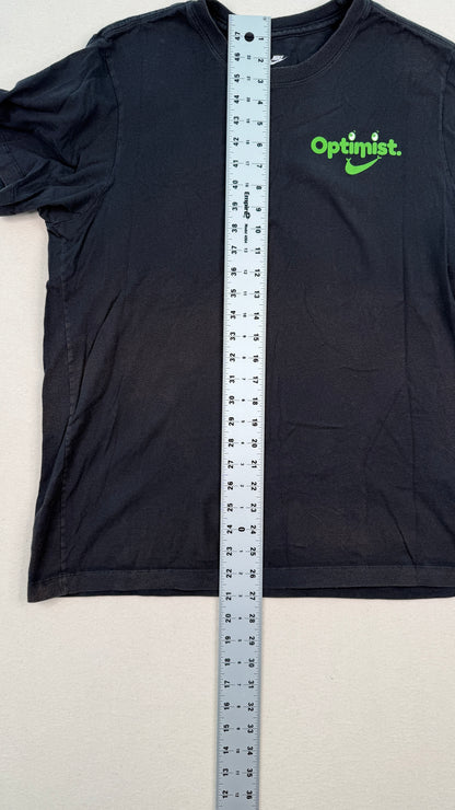 Nike Optimist Graphic Black T-Shirt | Neon Green Logo | Y2K Streetwear Cotton Tee