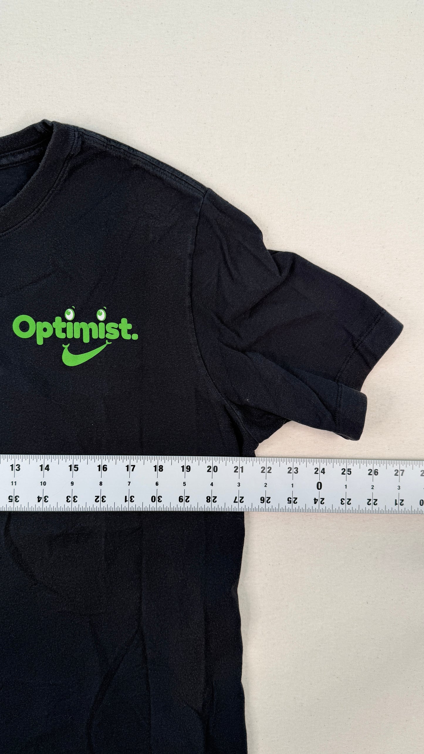 Nike Optimist Graphic Black T-Shirt | Neon Green Logo | Y2K Streetwear Cotton Tee