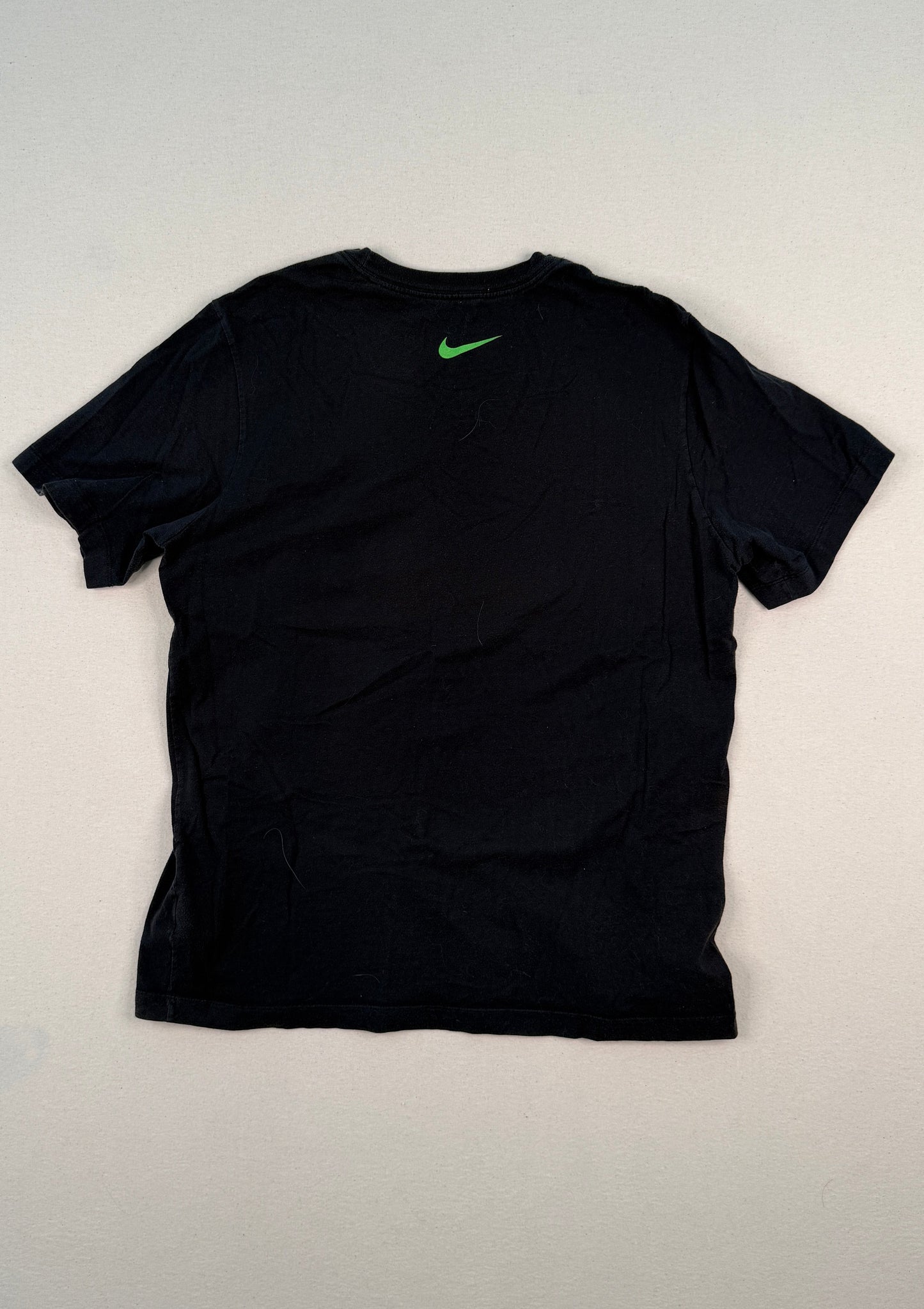 Nike Optimist Graphic Black T-Shirt | Neon Green Logo | Y2K Streetwear Cotton Tee
