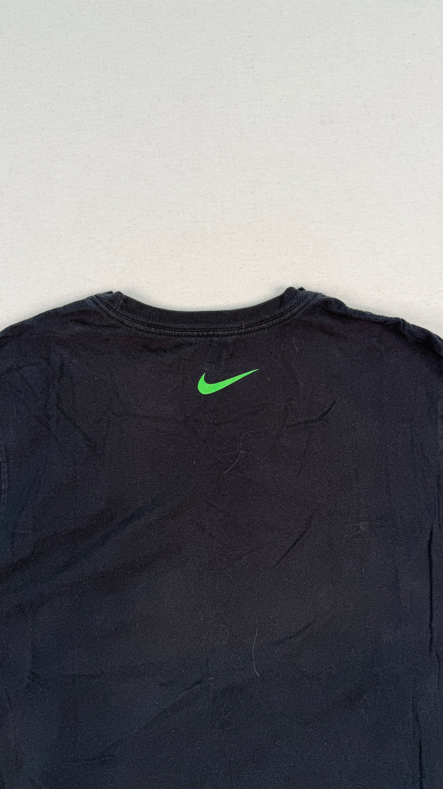 Nike Optimist Graphic Black T-Shirt | Neon Green Logo | Y2K Streetwear Cotton Tee