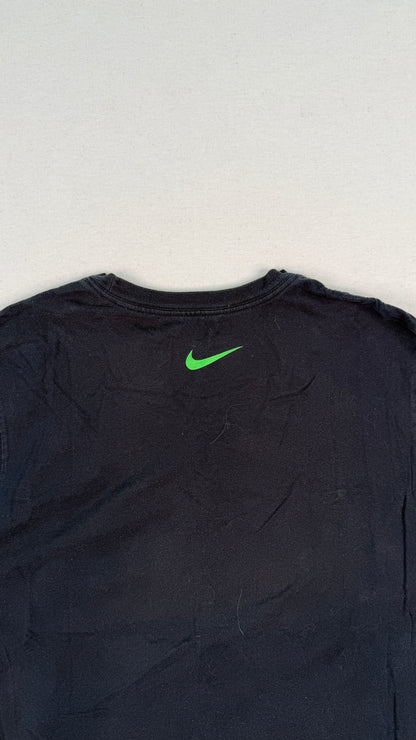Nike Optimist Graphic Black T-Shirt | Neon Green Logo | Y2K Streetwear Cotton Tee