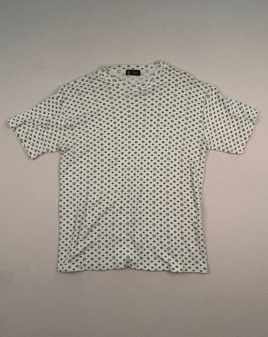 Vintage Gianfranco Ferré Italy Monogram Print T-Shirt White Designer Archive Tee – Medium