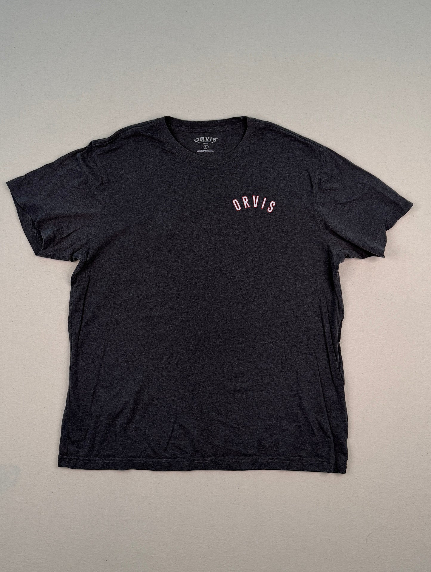 Orvis Graphic Logo Charcoal Gray T-Shirt | Outdoor Gorpcore Minimal Men’s Large