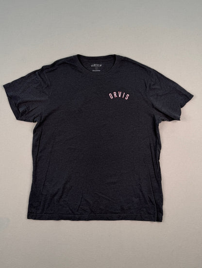 Orvis Graphic Logo Charcoal Gray T-Shirt | Outdoor Gorpcore Minimal Men’s Large