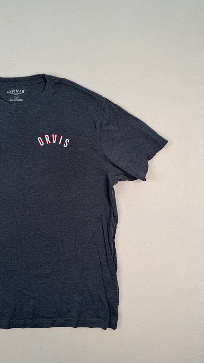 Orvis Graphic Logo Charcoal Gray T-Shirt | Outdoor Gorpcore Minimal Men’s Large