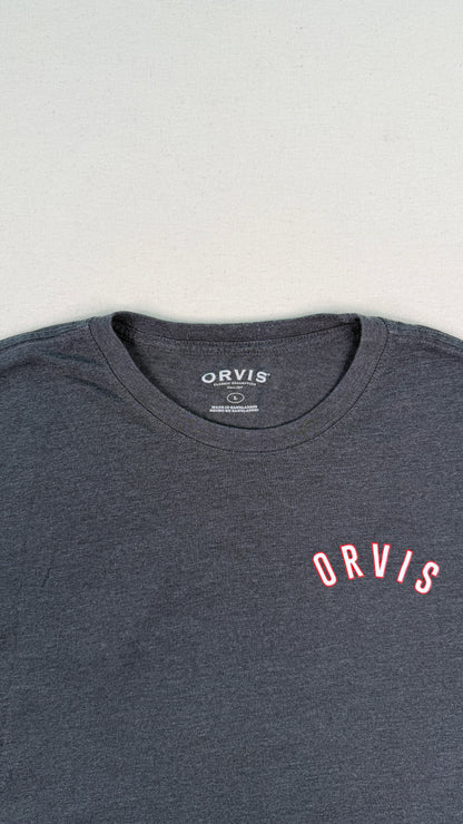 Orvis Graphic Logo Charcoal Gray T-Shirt | Outdoor Gorpcore Minimal Men’s Large