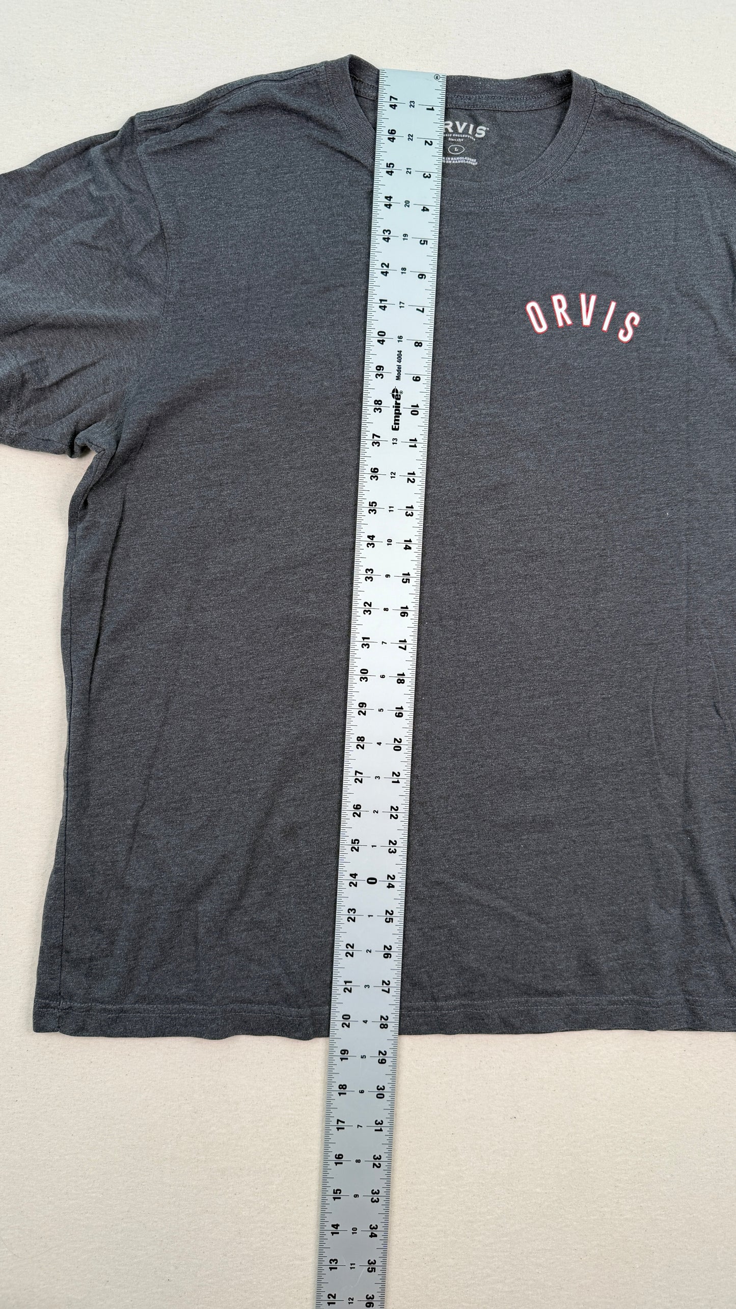 Orvis Graphic Logo Charcoal Gray T-Shirt | Outdoor Gorpcore Minimal Men’s Large