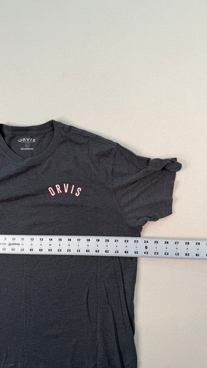 Orvis Graphic Logo Charcoal Gray T-Shirt | Outdoor Gorpcore Minimal Men’s Large