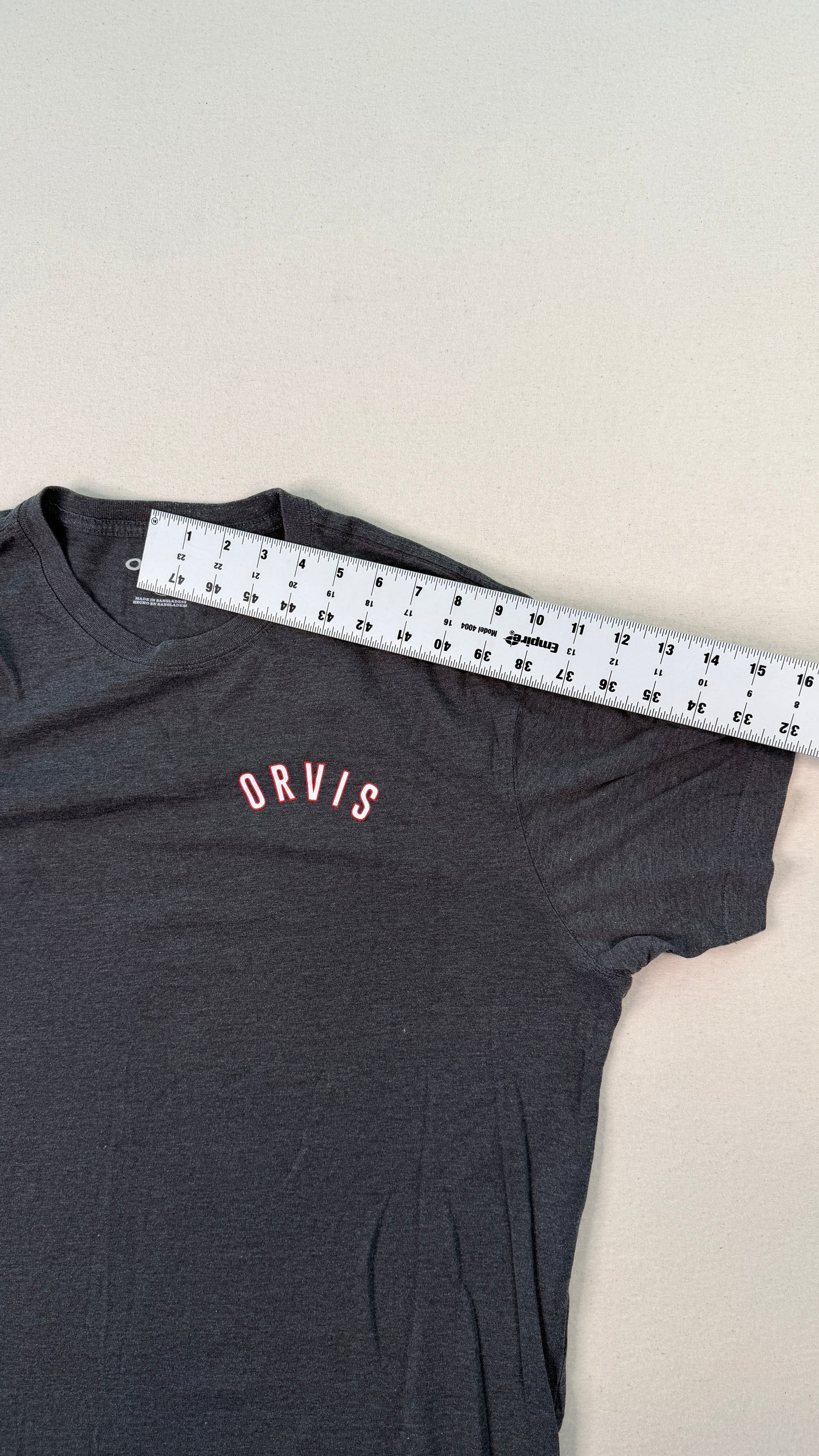 Orvis Graphic Logo Charcoal Gray T-Shirt | Outdoor Gorpcore Minimal Men’s Large