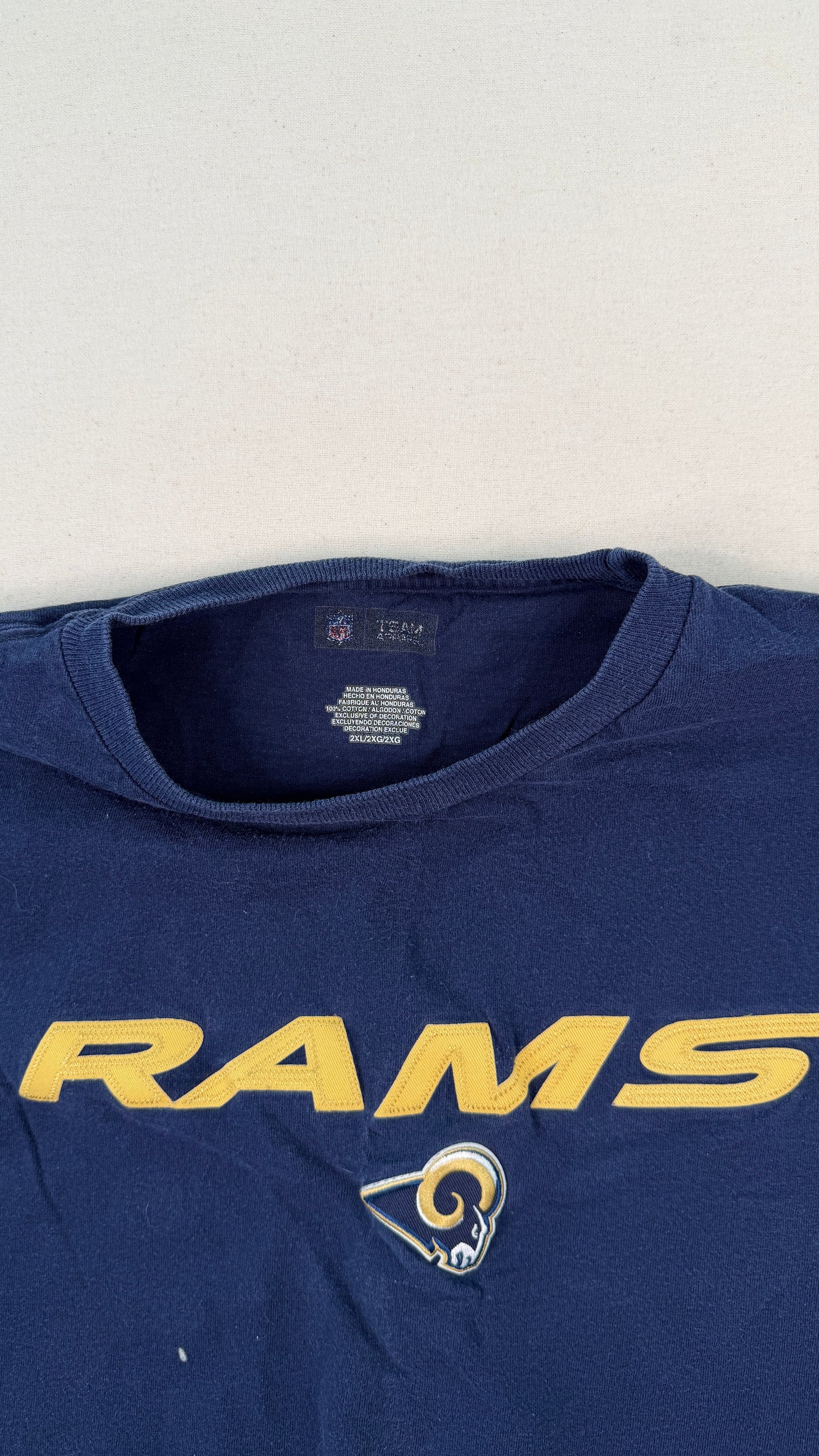 Vintage Los Angeles Rams Navy Graphic T-Shirt 2XL | NFL Football Cotton Streetwear Tee
