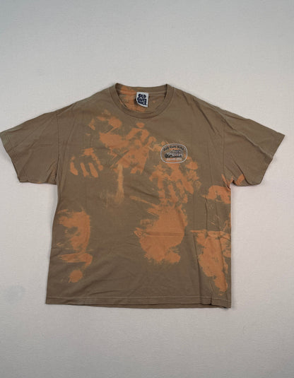 Old Guys Rule Bleach Dyed Brown Graphic T-Shirt XL | Vintage-Inspired Y2K Streetwear Cotton Tee