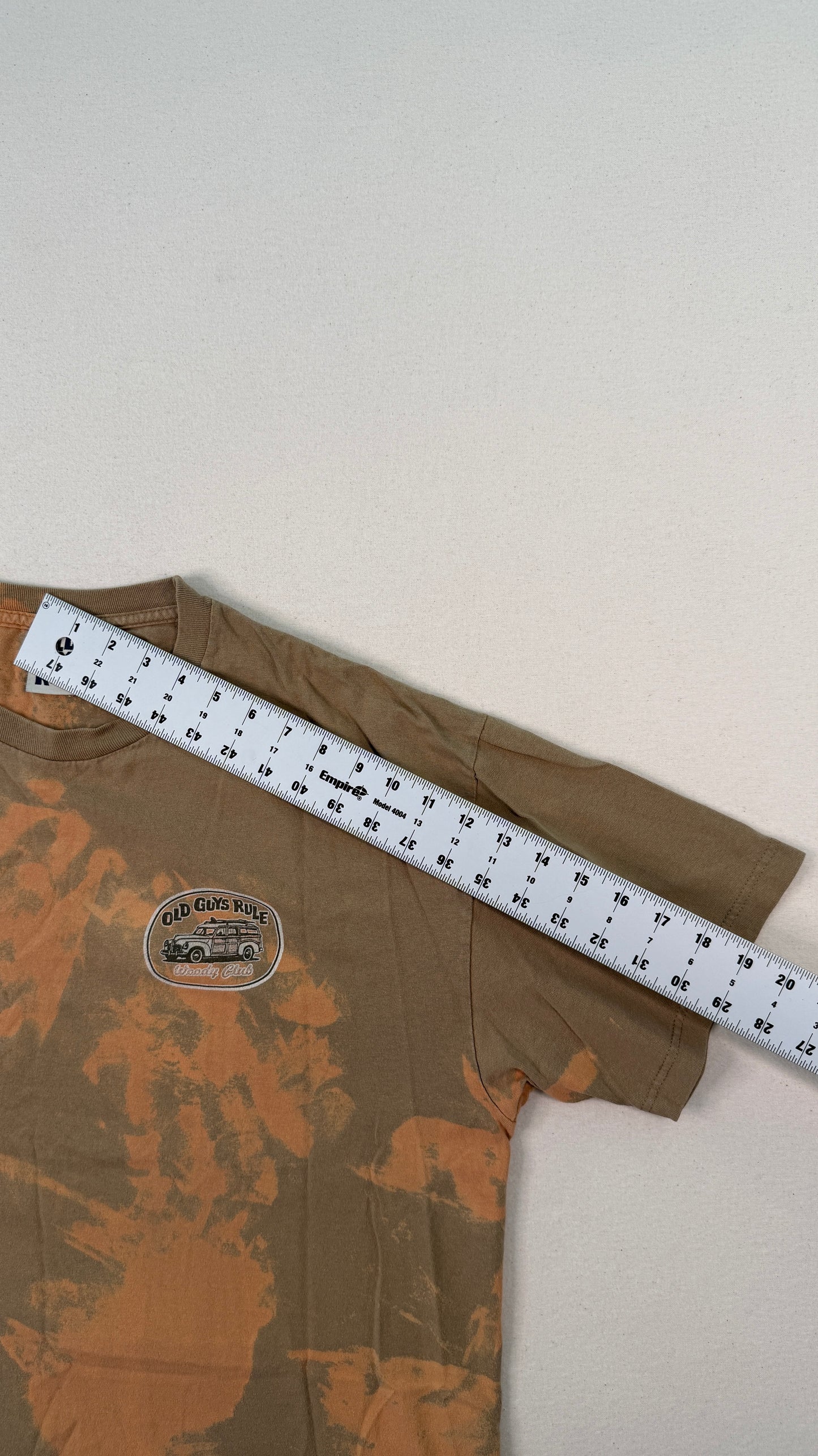 Old Guys Rule Bleach Dyed Brown Graphic T-Shirt XL | Vintage-Inspired Y2K Streetwear Cotton Tee
