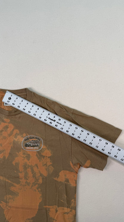 Old Guys Rule Bleach Dyed Brown Graphic T-Shirt XL | Vintage-Inspired Y2K Streetwear Cotton Tee