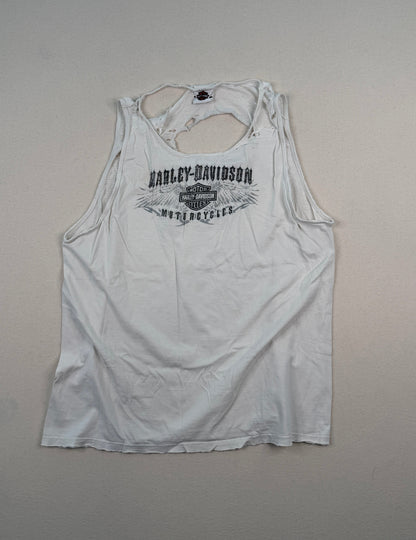 Vintage Harley-Davidson Distressed White California Graphic Tank Top – Y2K Biker Grunge