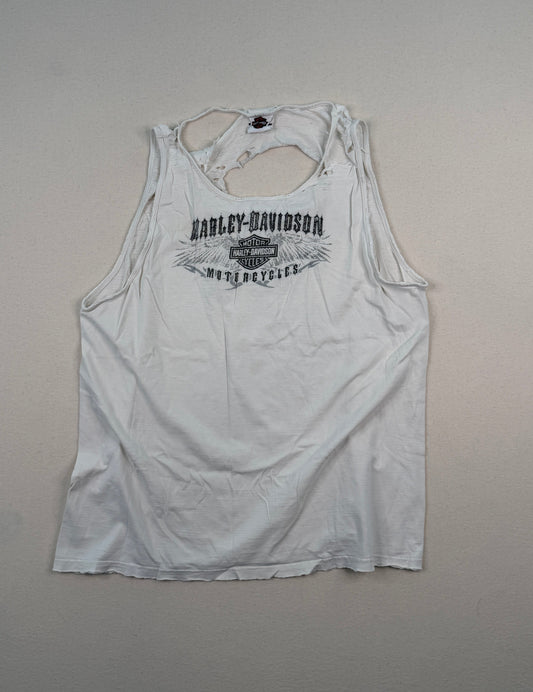 Vintage Harley-Davidson Distressed White California Graphic Tank Top – Y2K Biker Grunge