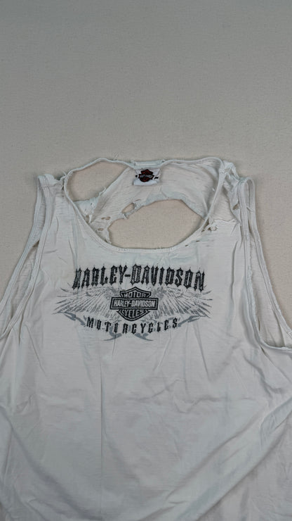 Vintage Harley-Davidson Distressed White California Graphic Tank Top – Y2K Biker Grunge