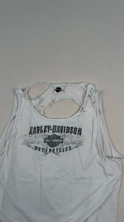 Vintage Harley-Davidson Distressed White California Graphic Tank Top – Y2K Biker Grunge