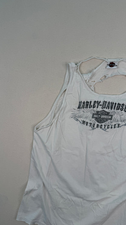 Vintage Harley-Davidson Distressed White California Graphic Tank Top – Y2K Biker Grunge