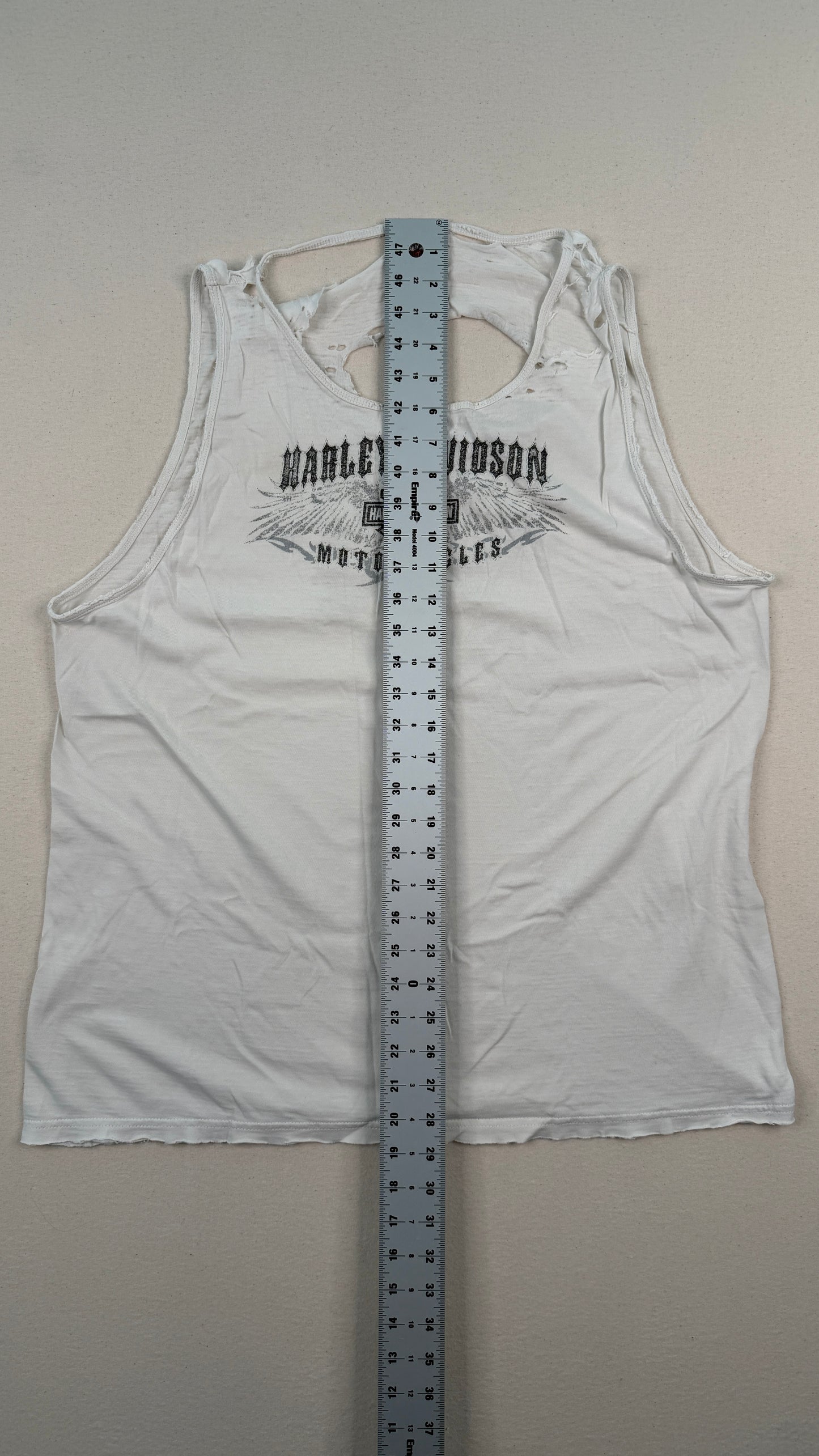 Vintage Harley-Davidson Distressed White California Graphic Tank Top – Y2K Biker Grunge