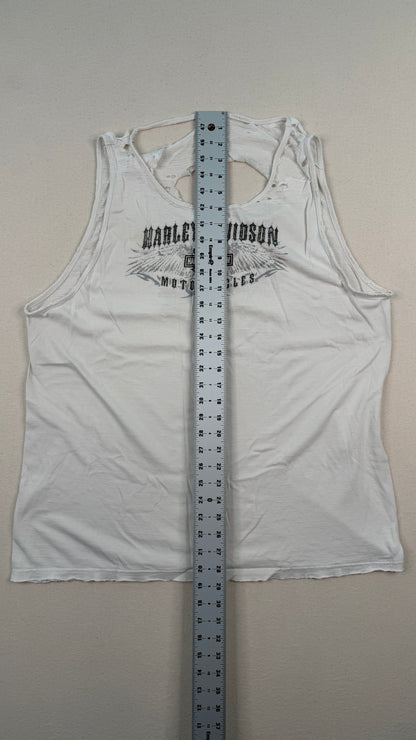 Vintage Harley-Davidson Distressed White California Graphic Tank Top – Y2K Biker Grunge