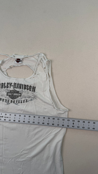 Vintage Harley-Davidson Distressed White California Graphic Tank Top – Y2K Biker Grunge