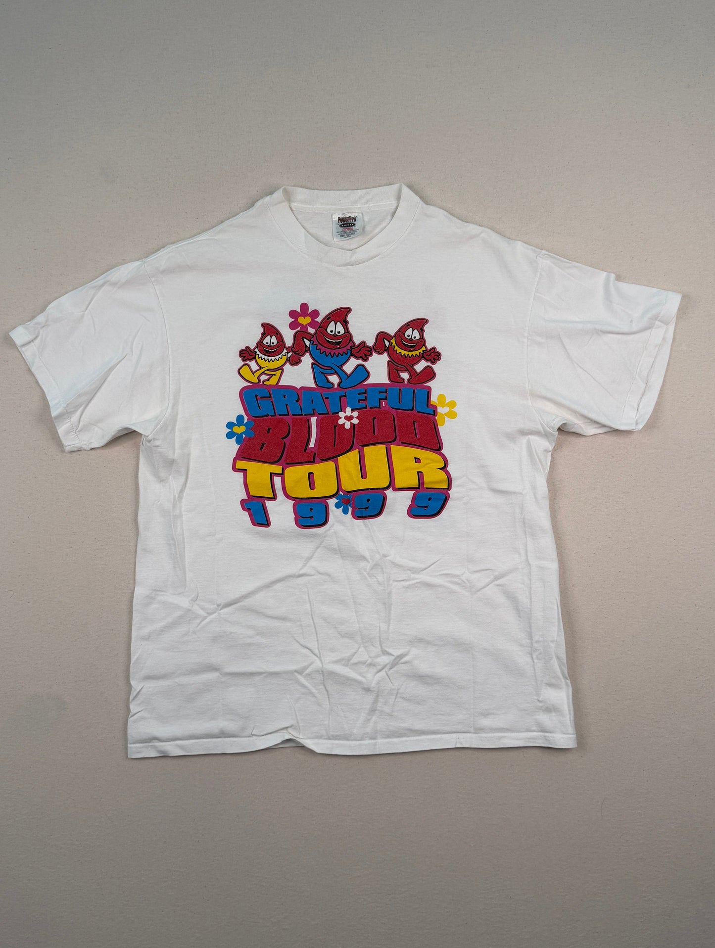 Vintage 1999 Grateful Blood Tour Graphic T-Shirt XL White Double-Sided Oneita Y2K Streetwear