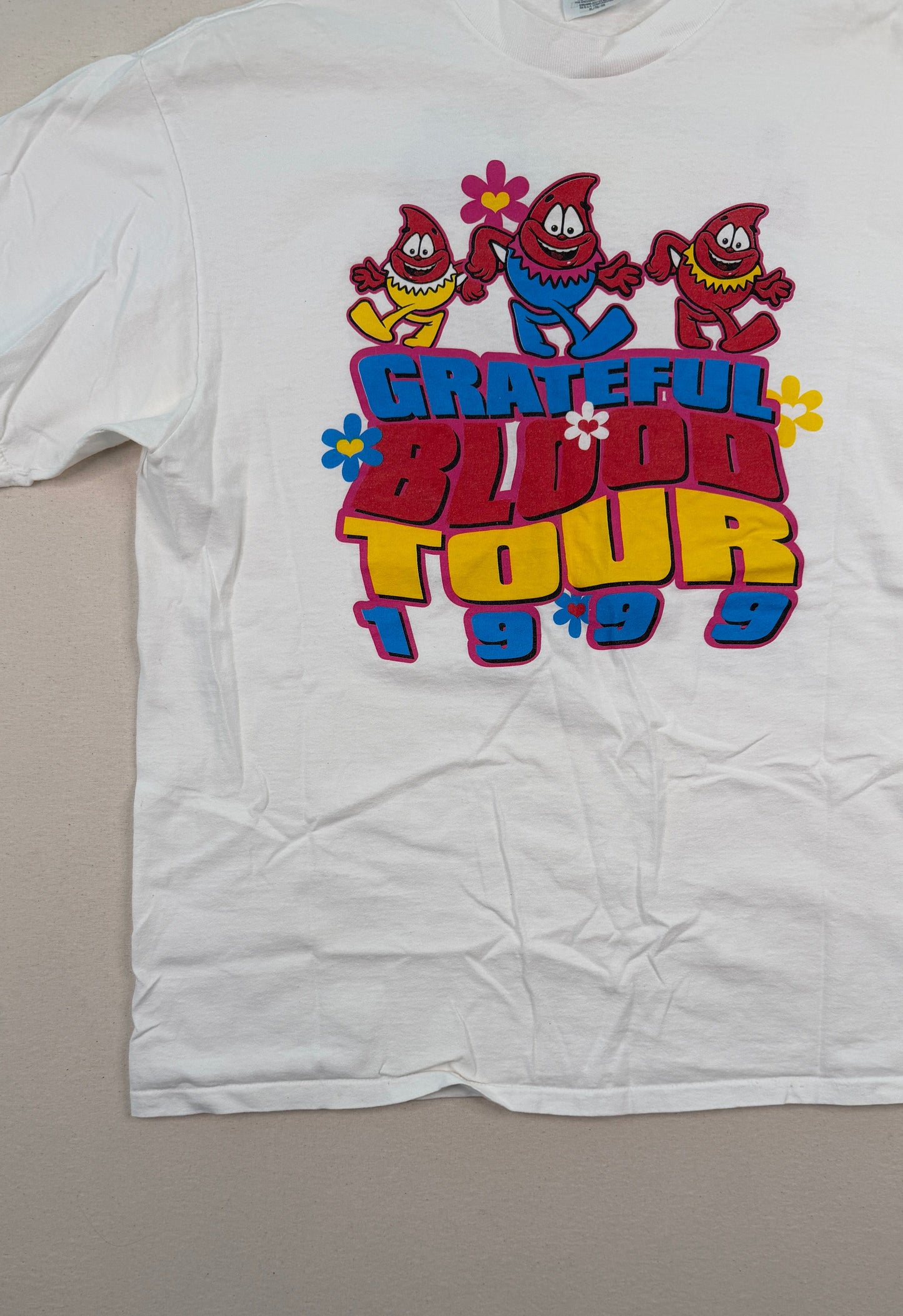 Vintage 1999 Grateful Blood Tour Graphic T-Shirt XL White Double-Sided Oneita Y2K Streetwear