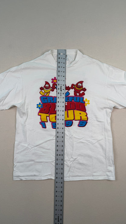 Vintage 1999 Grateful Blood Tour Graphic T-Shirt XL White Double-Sided Oneita Y2K Streetwear