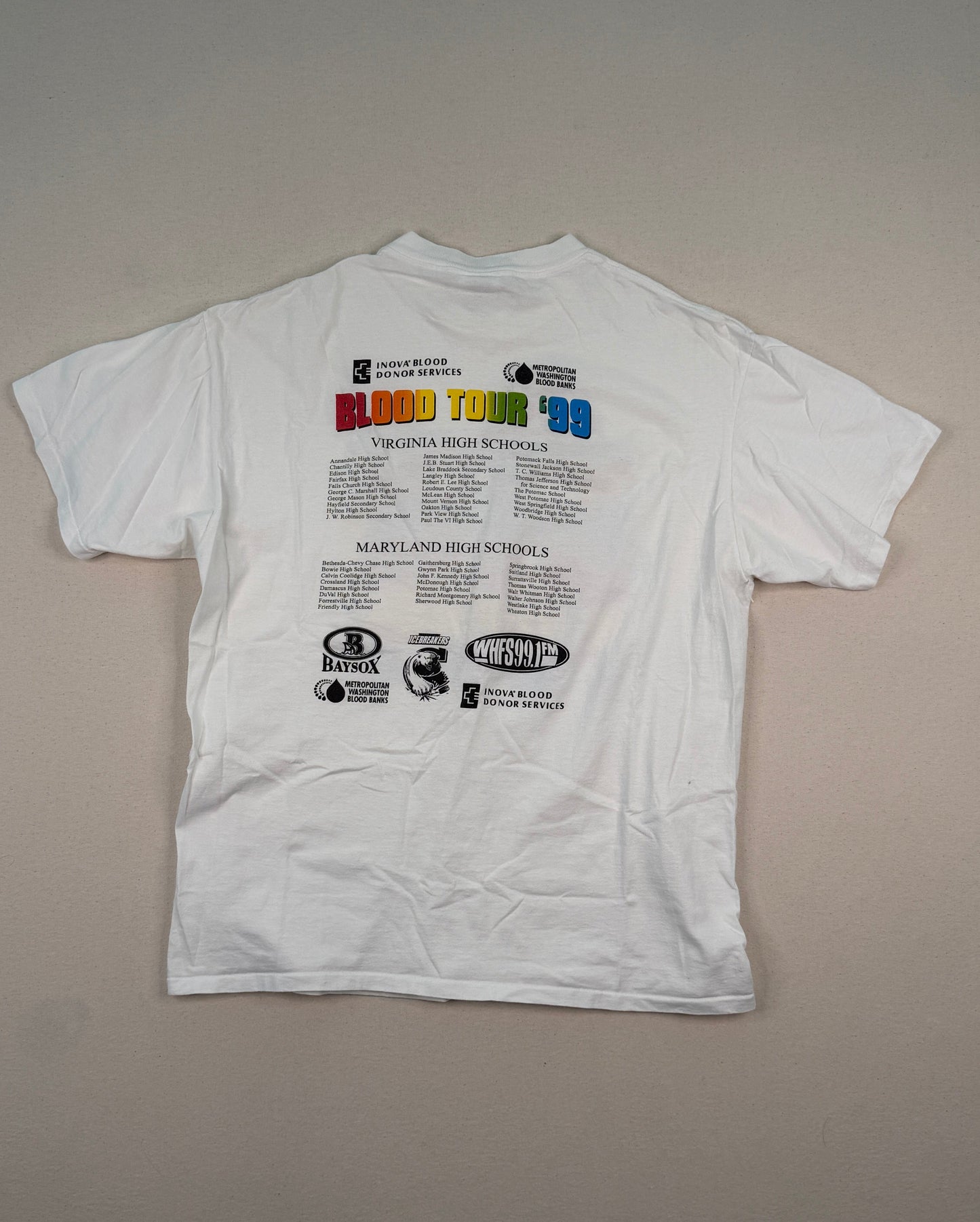 Vintage 1999 Grateful Blood Tour Graphic T-Shirt XL White Double-Sided Oneita Y2K Streetwear