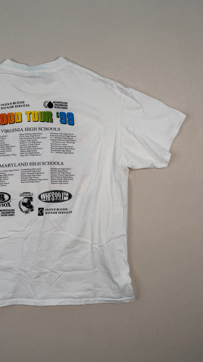 Vintage 1999 Grateful Blood Tour Graphic T-Shirt XL White Double-Sided Oneita Y2K Streetwear