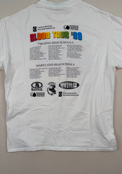 Vintage 1999 Grateful Blood Tour Graphic T-Shirt XL White Double-Sided Oneita Y2K Streetwear