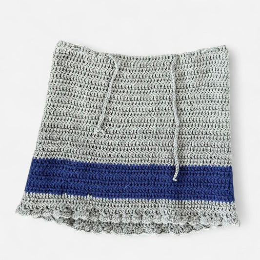 Hand-Crocheted Drawstring Mini Skirt