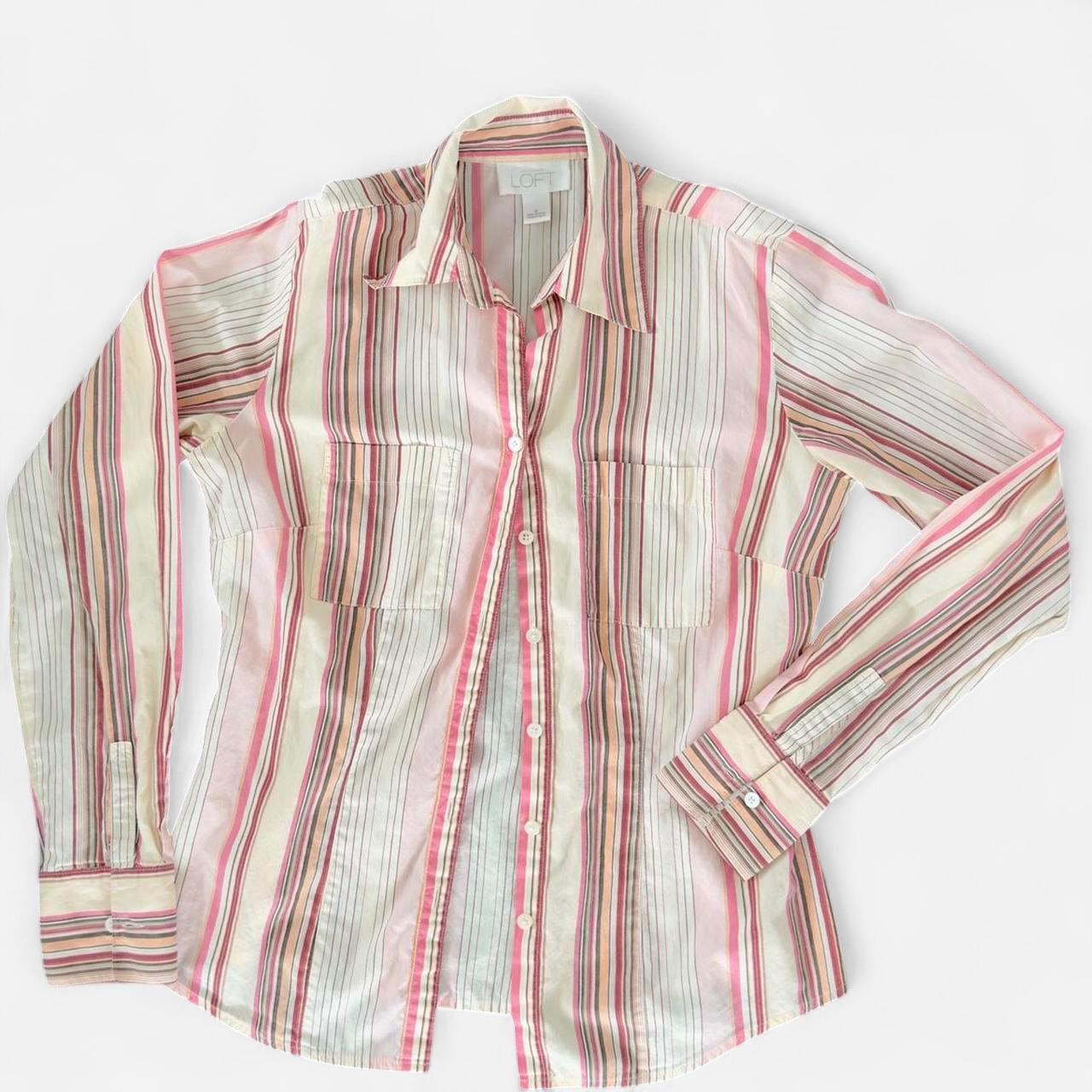 LOFT Striped Button-Up Blouse