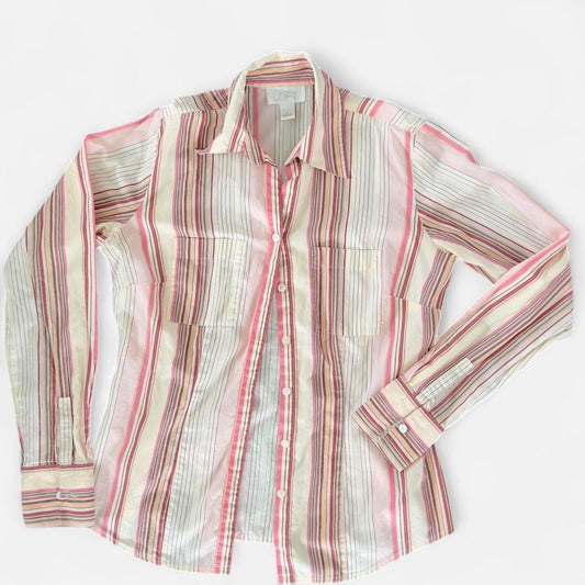 LOFT Striped Button-Up Blouse