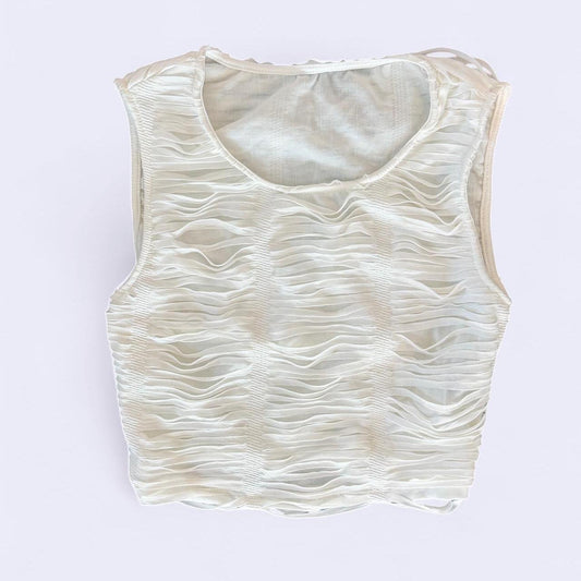 بلوزات قصيرة بيضاء كريمية اللون للنساء