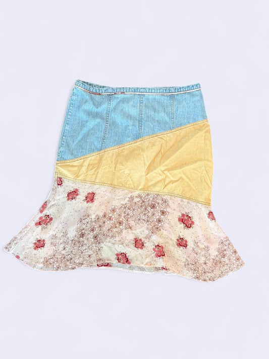 H&M Patchwork Denim Skirt