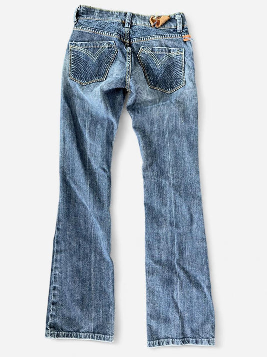 Low-Rise Faded Bootcut Denim
