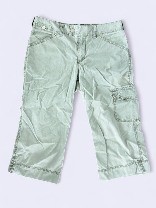 Y2K Sage Green Capri Cargo Pants