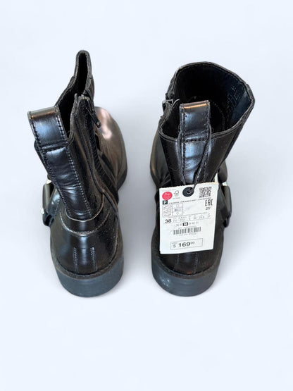 ZARA Black Leather Ankle Boots