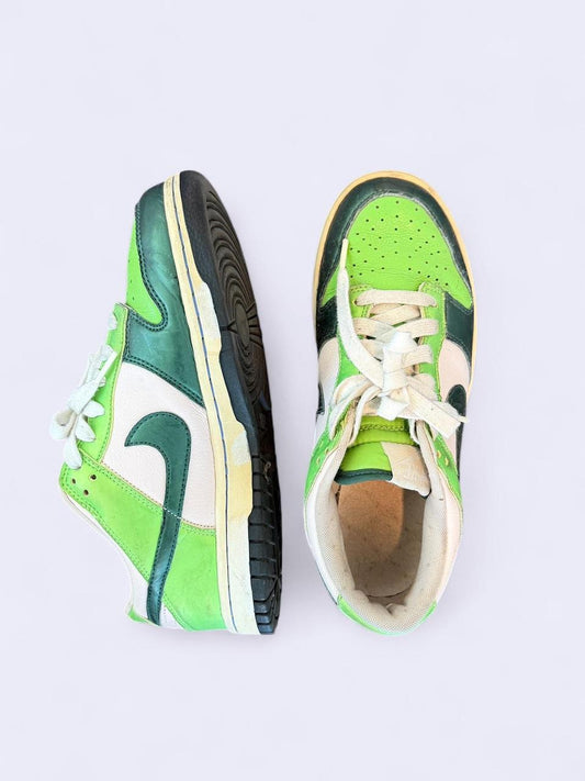 Nike Dunk Low Retro Green &amp; White Sneakers